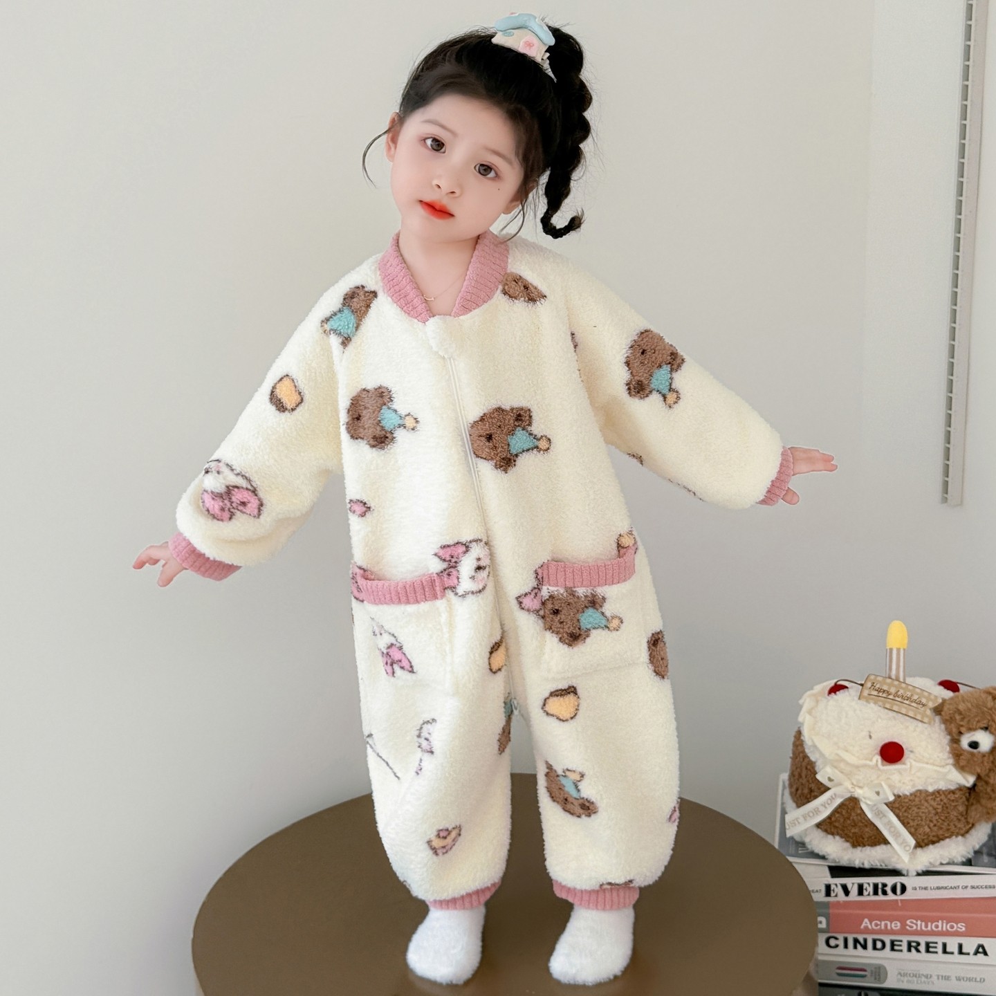 女童连防着凉睡袋珊瑚绒家居服