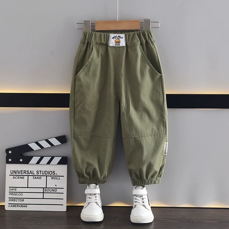 英国DHWA小黄鸭童装男童长裤夏季纯棉宝宝裤子儿童薄款休闲裤春秋