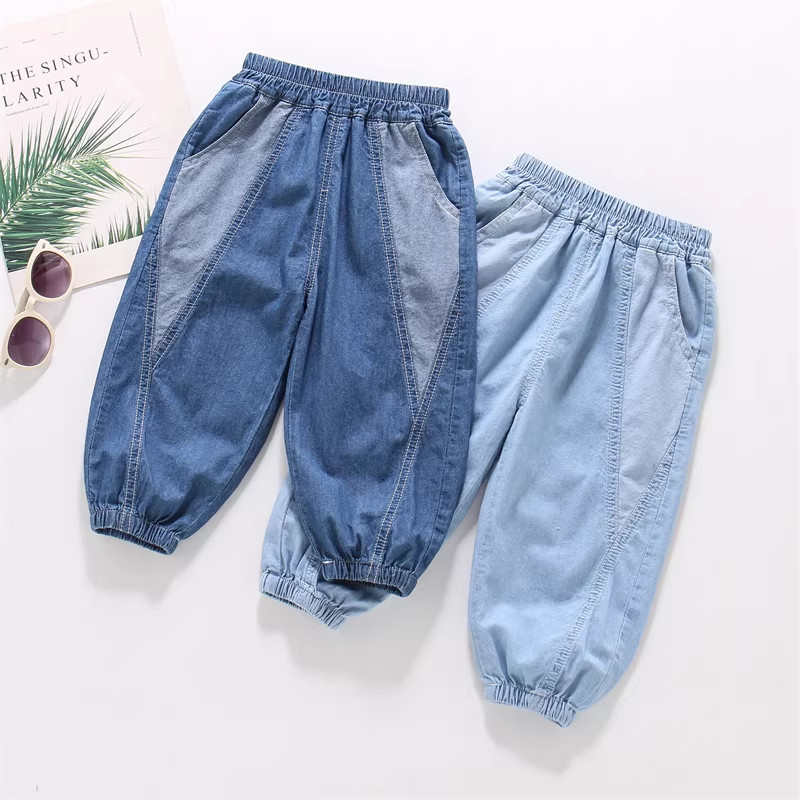 英国DHWA小童夏季薄款牛仔裤子男童亲肤透气纯棉防蚊裤宝宝休闲裤