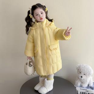 英国DHWA女童羽绒服冬装女宝宝加厚保暖女孩中长款防寒服袄子外套