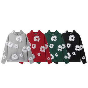 美式DENIM TEARS木棉花发泡男女ins高街连帽卫衣