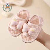 新款 春秋室内居家加厚防滑静音地板加厚 纯棉布艺可爱卡通儿童拖鞋