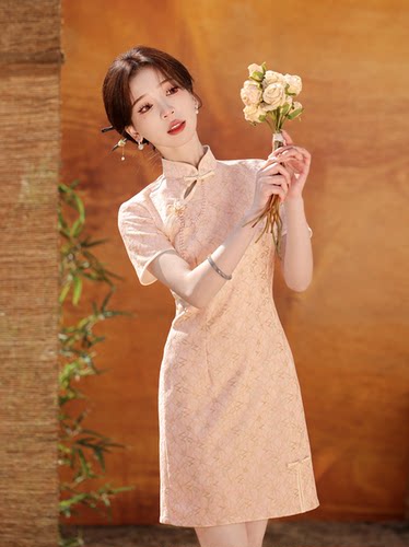 宝宝周岁宴妈妈礼服中式大码夏季短袖小个子宝妈百日穿搭平时可穿