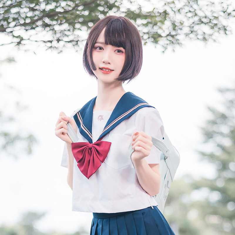 【梗豆物语】 关西襟水手服夏服 jk制服甜美少女蛇腹线 6色入