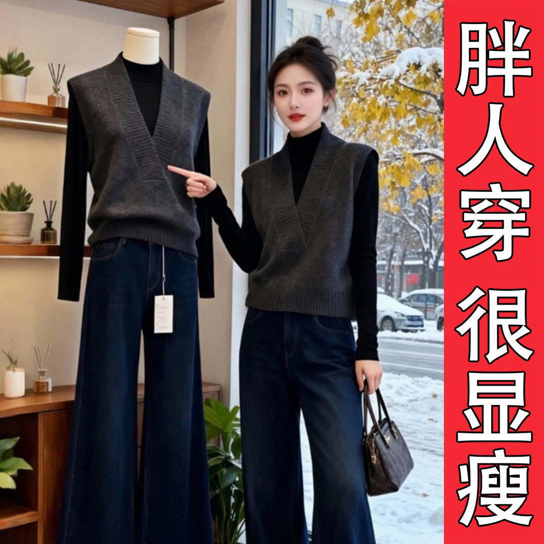 2026春季新款针织马甲时尚V毛针织衫