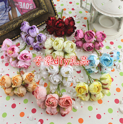 仿真diy花环森系茶玫绢布花朵