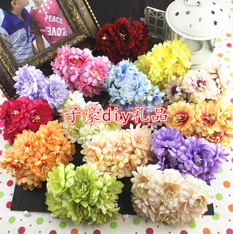 diy花环头饰头环手环材料 森女新娘花朵头发箍菊花花芯 多彩面珠