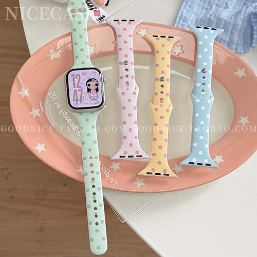 ins小清新拼色小蛮腰运动硅胶表带适用苹果iwatchs11代s10/s8se3