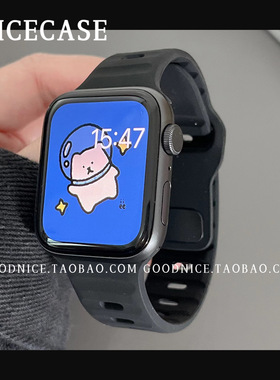 NICECASE酷酷黑运动硅胶表带适用苹果applewatch8潮iwatch76543SE