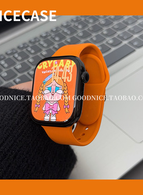 NICECASE新橙色运动硅胶表带适用s11苹果iwatch10可爱se/ultra潮