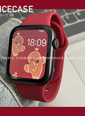 圣诞新年红表带适用苹果applewatchs10手表iwatch98/Ultra高级s11