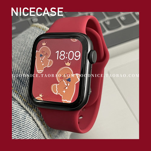 圣诞新年红表带适用苹果applewatchs10手表iwatch98/Ultra高级s11