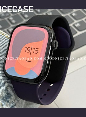 《2条装》黑莓拼色硅胶表带适用苹果iwatchs10高级applewatch98se
