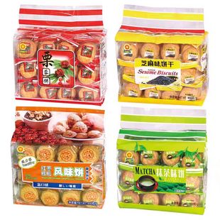 鸿达芝麻乳酸菌饼干抹茶糕点栗蓉饼400g红枣饼干单独包装休闲零食