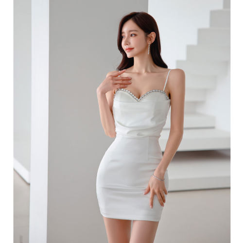 法式无袖短裙钉钻高端定制小礼服