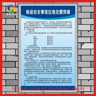 食品安全事故应急处置预案 食饭堂厨房标语牌 餐厅食品管理制度