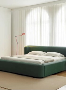 NUBE弧形床意式极简大平层双人床设计师磨砂绒布艺屏床酒店样板房