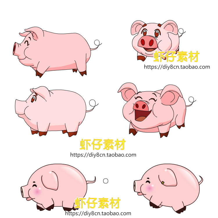 AN/Flash猪八戒跑走吃矢量猪动画源文件动物素材可拆分动态GIF