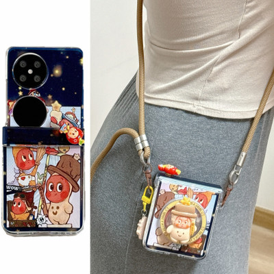 ins韩系卡通星星人适用华为puraX手机壳Pocket2磁吸支架小米MIXFlip折叠屏OPPOFindN3Flip荣耀MagicVFlip套女
