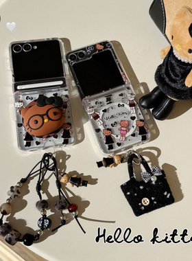 ins韩系卡通可爱KT猫适用三星Zflip7手机壳创意磁吸插卡zflip6折叠屏zflip5防摔w23flip手链zflip4保护套女款