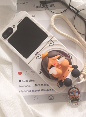 韩系ins立体可爱卡通哭娃适用三星Zflip7手机壳zflip5折叠屏zflip6支架磁吸防摔w23flip手链zflip4保护套女款