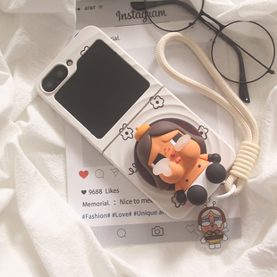 韩系ins立体可爱卡通哭娃适用三星Zflip7手机壳zflip5折叠屏zflip6支架磁吸防摔w23flip手链zflip4保护套女款
