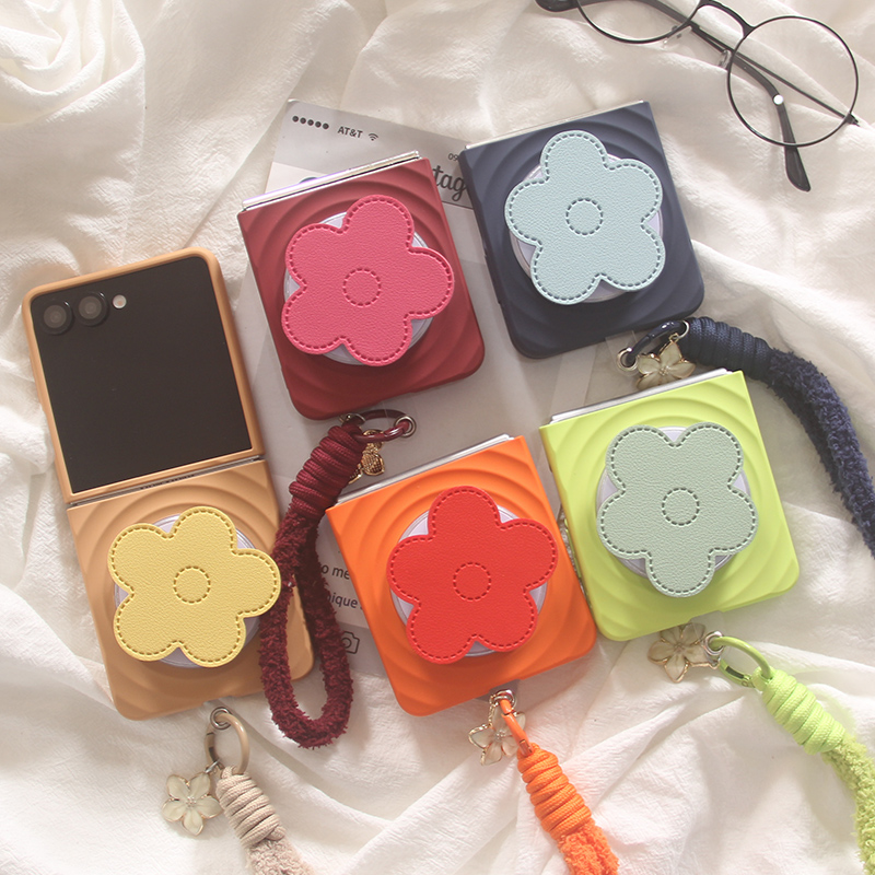 韩风纯色花朵支架适用华为PuraX手机壳Pocket2磁吸小米mixflip折叠屏OPPOFindN3Flip三星ZFlip7荣耀Magicv2套