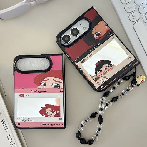 ins卡通在逃公主镜面适用iPhoneDuo手机壳18Duo保护套IP双层壳新款折叠屏iPhoneDuo防摔套个性翻盖套网红款女