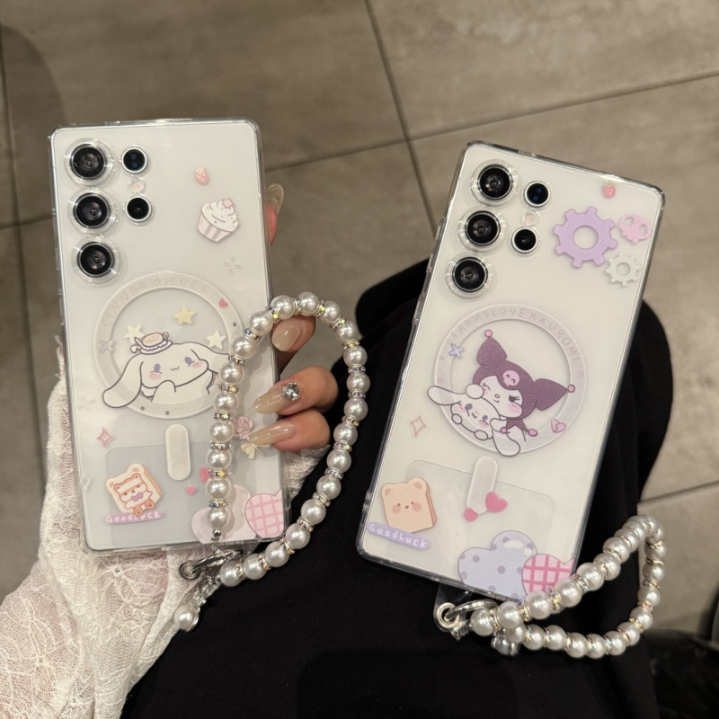 ins日韩少女卡通玉桂狗库洛米适用三星GalaxyS25Ultra手机壳s24plus磁吸支架S23ultra手链s22+防摔保护套女