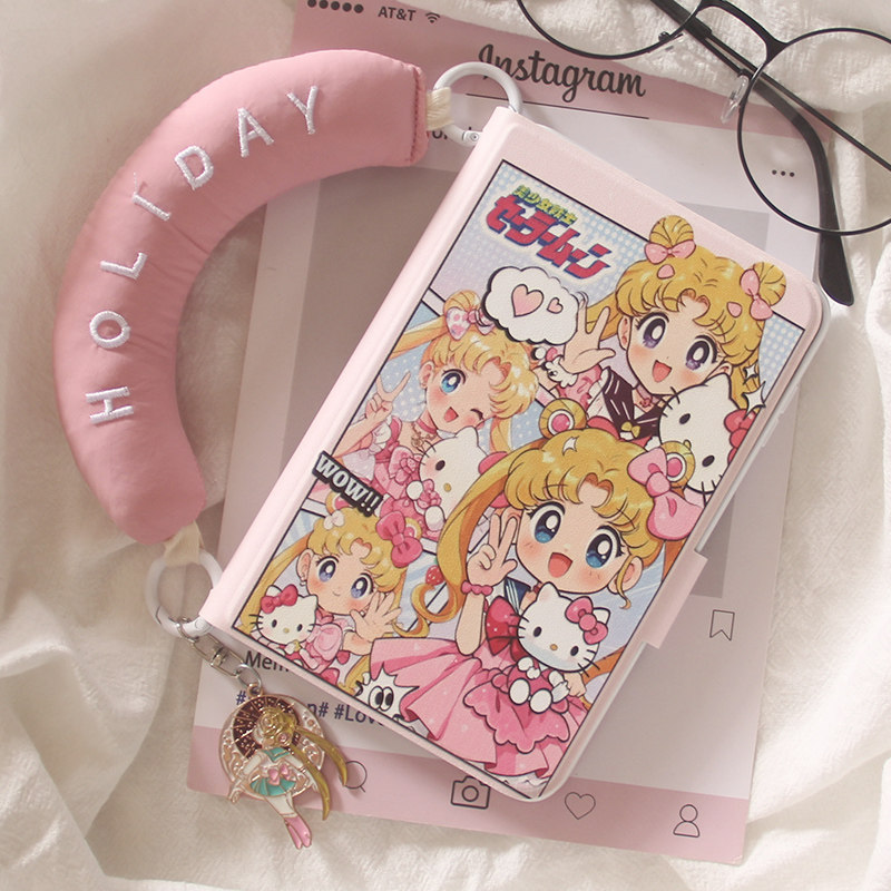 ins韩系可爱卡通美少女KT猫适用华为purax手机壳新款不折叠书本壳puraX典藏版全包皮质手机套毛绒手提链外壳