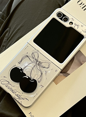 ins韩国小众黑色樱桃适用于Galaxy三星Zflip6手机壳新款zflip5折叠屏zflip3防摔w23flip手链ZFLIP4支架保护套