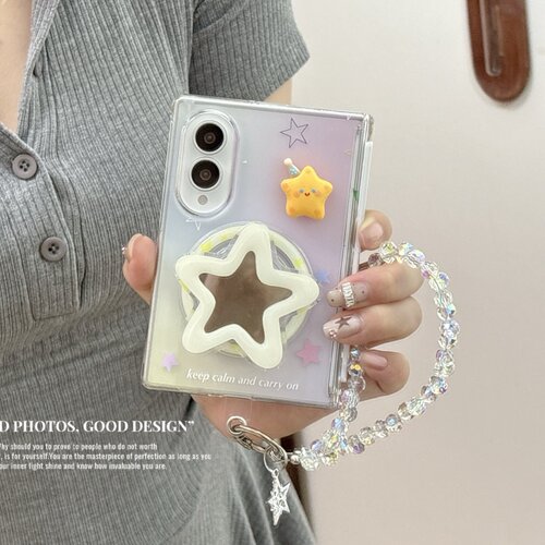 韩系ins卡通立体小星星适用三星GalaxyZFold8手机壳fold8新款全包中轴防摔保护套FOld8镜子磁吸支架保护套女