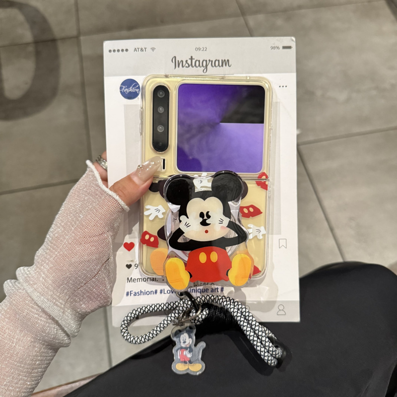 适用华为puraX手机壳pocket2韩系ins卡通米奇小米MIXFlip折叠屏摩托罗拉Razr60/R50磁吸支架荣耀MagicVFlip套