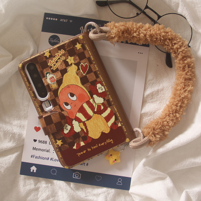 ins复古卡通可爱星星人适用华为purax手机壳新款不折叠书本壳puraX典藏版全包皮质手机套毛绒手提链外壳女