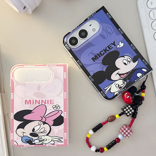 ins日韩卡通米妮米奇适用iPhoneDuo手机壳18Duo保护套IP双层硬壳手链新款折叠屏iPhoneDuo防摔套个性翻盖套女
