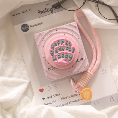 适用华为puraX手机壳Pocket2韩系ins哈利波特粉英文蛋糕磁吸支架OPPOFindN3Flip小米MIXFlip荣耀MagicVFlip套