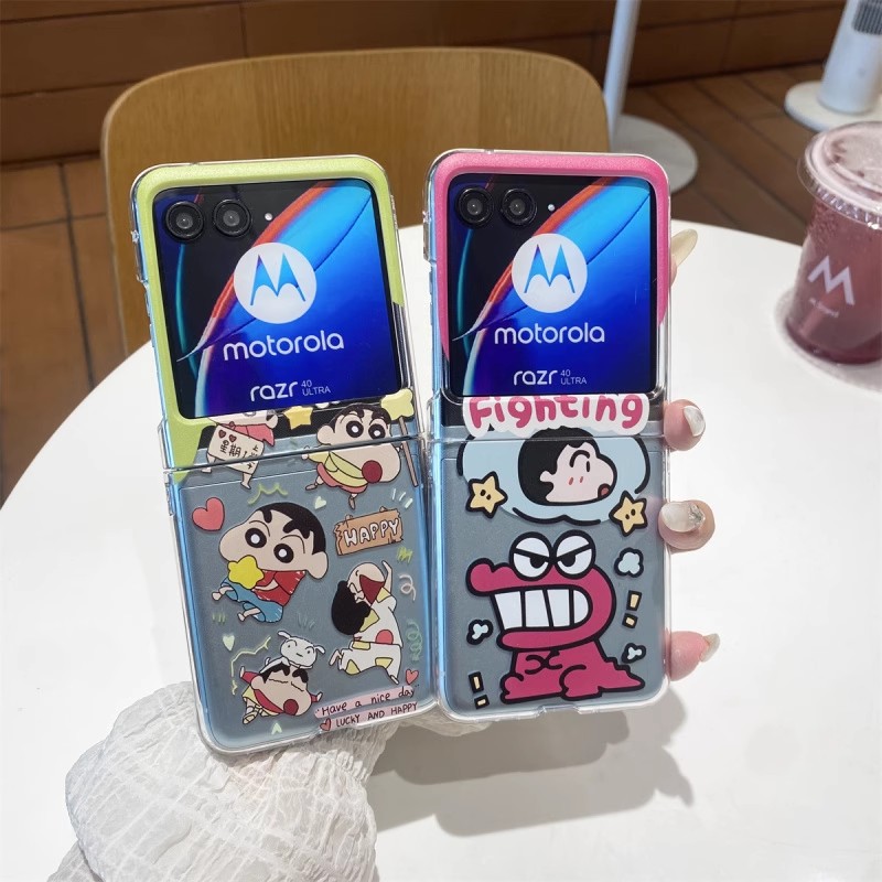 ins韩风卡通可爱蜡笔小新适用摩托罗拉motorazr60ulta手机壳Razr50防摔全包Razr6pro手链razr40ulta保护套女