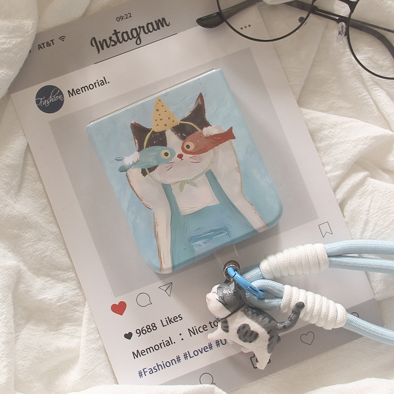 ins韩风搞怪卡通小猫咪适用华为puraX手机壳Pocket2小米MIXFlip2折叠屏OPPOFindN3Flip摩托罗拉R60/r50保护套