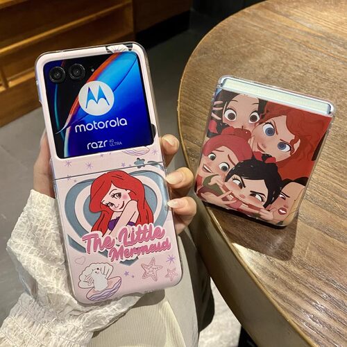ins韩系卡通可爱美人鱼美公主适用摩托罗拉motorazr60ulta手机壳Razr50防摔Razr6pro全包razr40ulta保护套