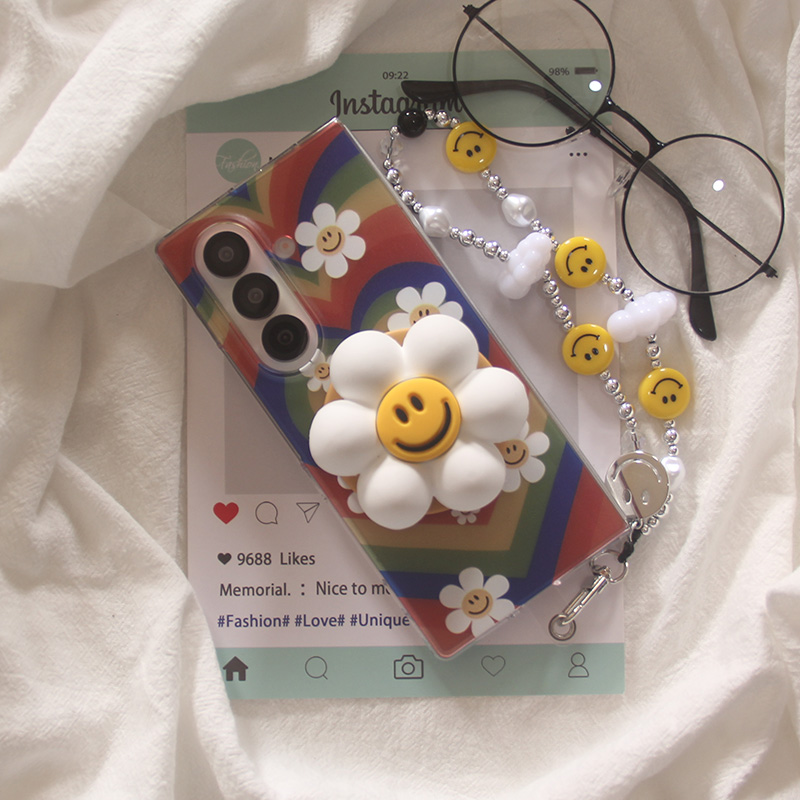 ins韩系彩色爱心笑脸向日葵适用三星zfold7手机壳折叠屏fold5立体磁吸支架FOLD6手链防摔ZFold3个性保护套w22