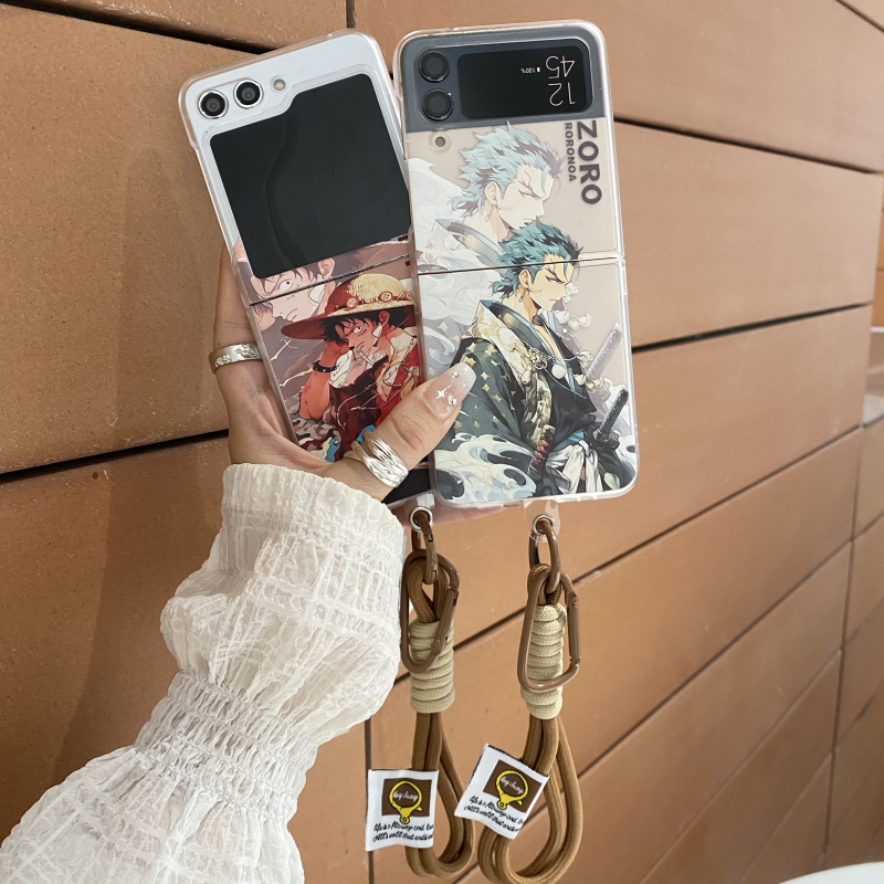 ins日系动漫卡通海贼王路飞索罗适用三星Zflip7手机壳新款zflip6折叠屏zflip4防摔w23flip手绳Zflip5保护套