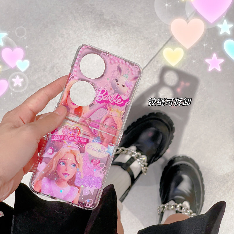 ins日韩芭比娃娃滴胶亮片适用于华为pocket S手机壳P50