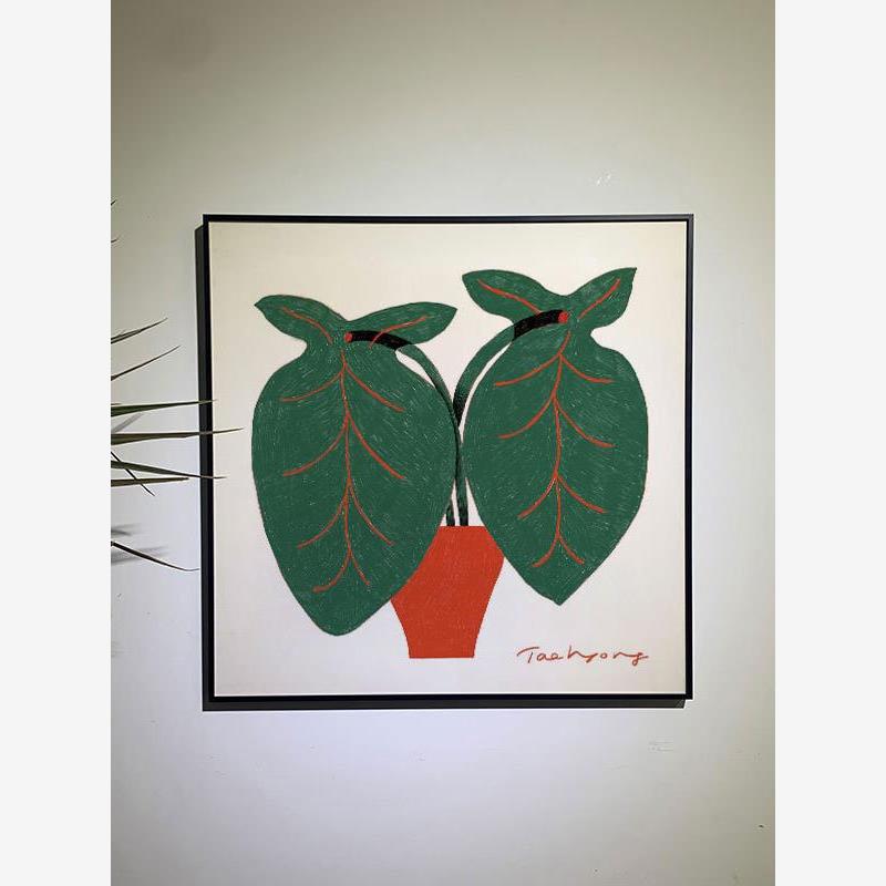 北欧风植物小清新装饰画原木风卧室房间床头摆画餐厅边柜墙上挂画图片