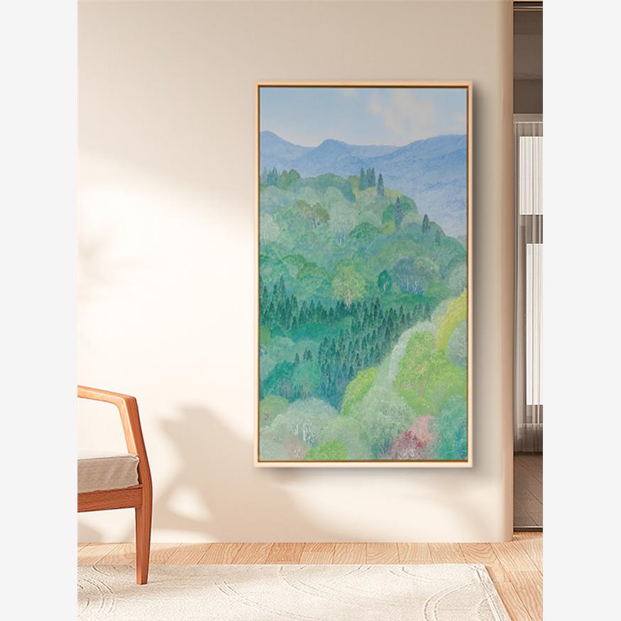 日式小清新挂画风景绿色治愈系玄关走廊尽头现代装饰画酒店民宿画图片