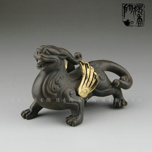 宜兴紫砂茶宠貔貅紫砂摆件紫砂招财守财貔貅紫砂茶玩茶具禅意茶宠