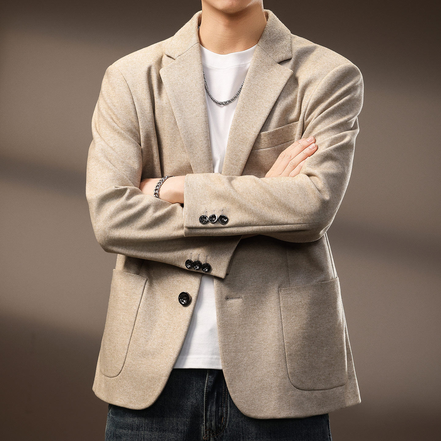 高级感意式老钱风轻奢西装外套男秋季新款松弛感通勤简约休闲西服