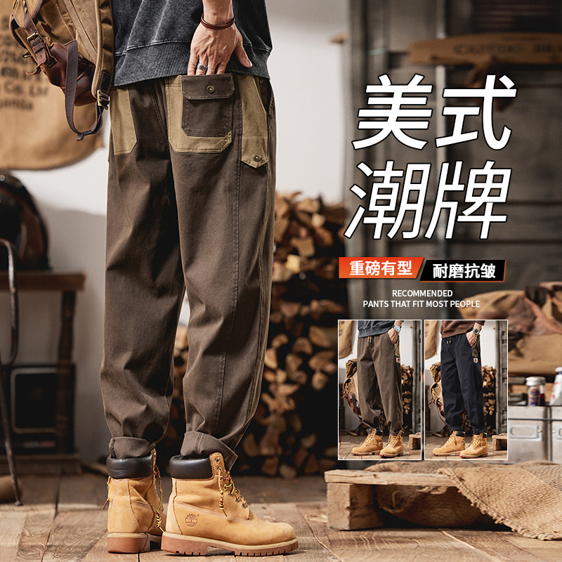 工装裤宽松直筒美式复古休闲裤子