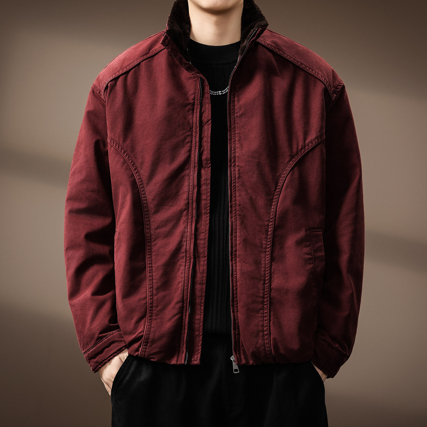 高端哈灵顿重工水洗工装棉服外套男士冬季防风保暖机车立领夹克男