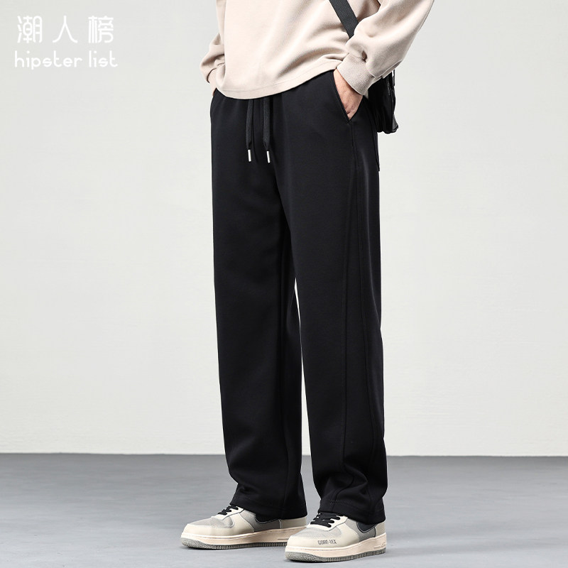 抽绳松紧腰卫裤男秋季复古休闲裤