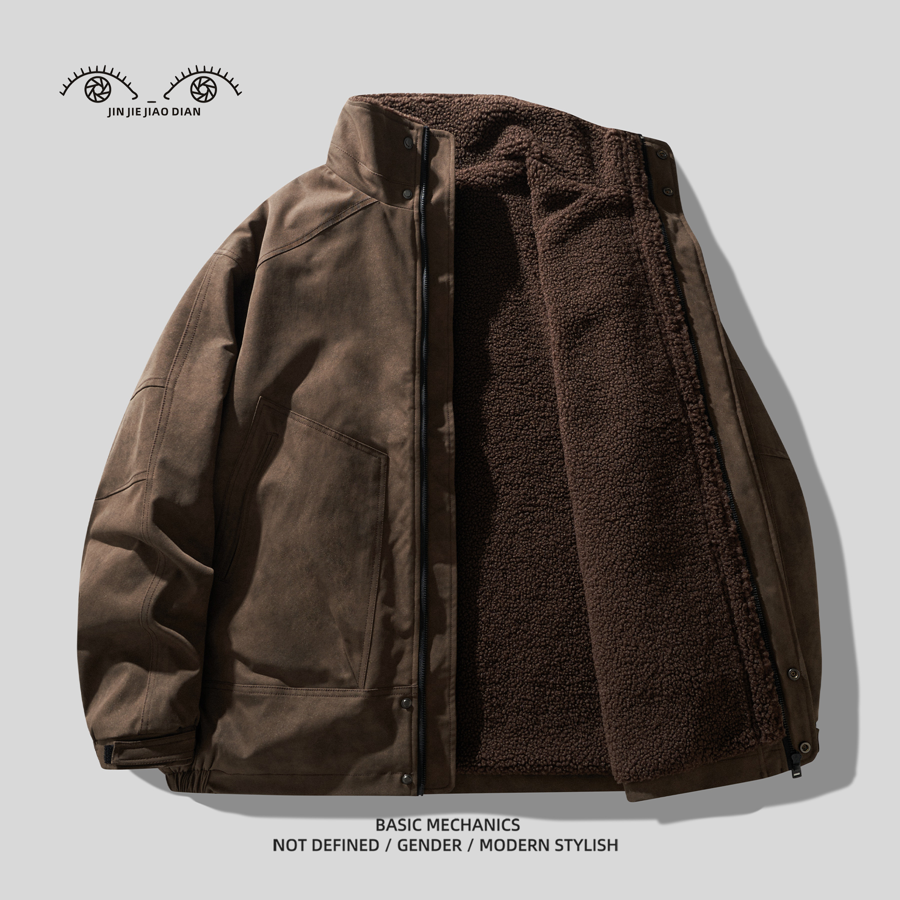 高端重磅羊羔绒加厚工装棉服